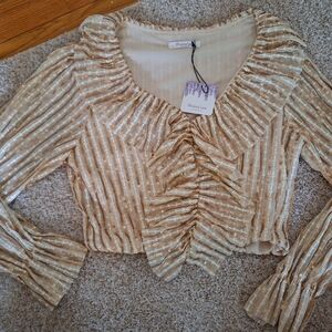 NWT Boutique women medium gold sequin top